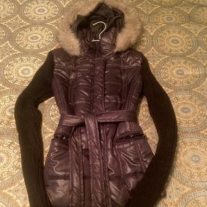 NWT“Say What” fur lined sweater jacket